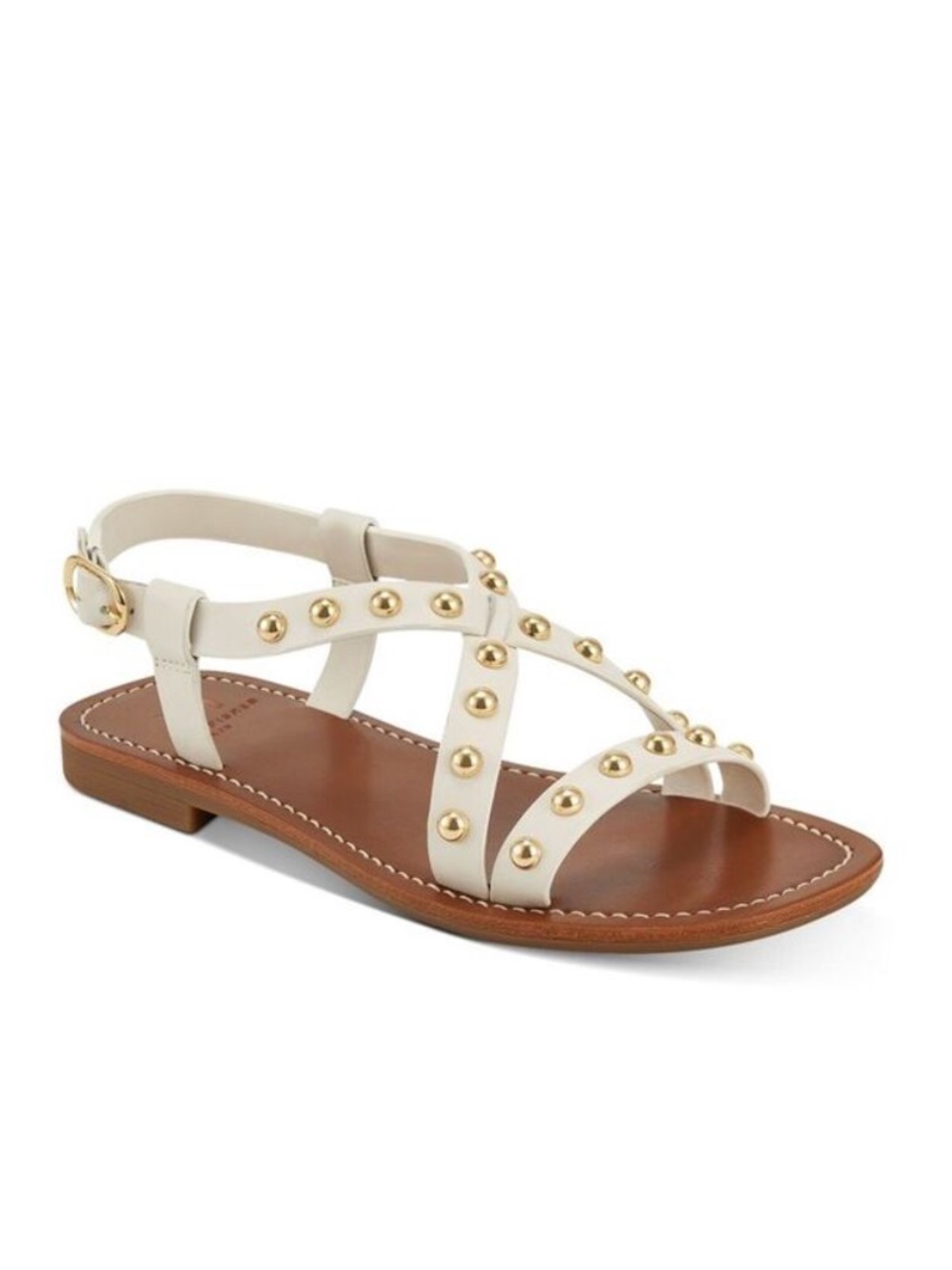 Marc Fisher White/Gold Studded Sandals